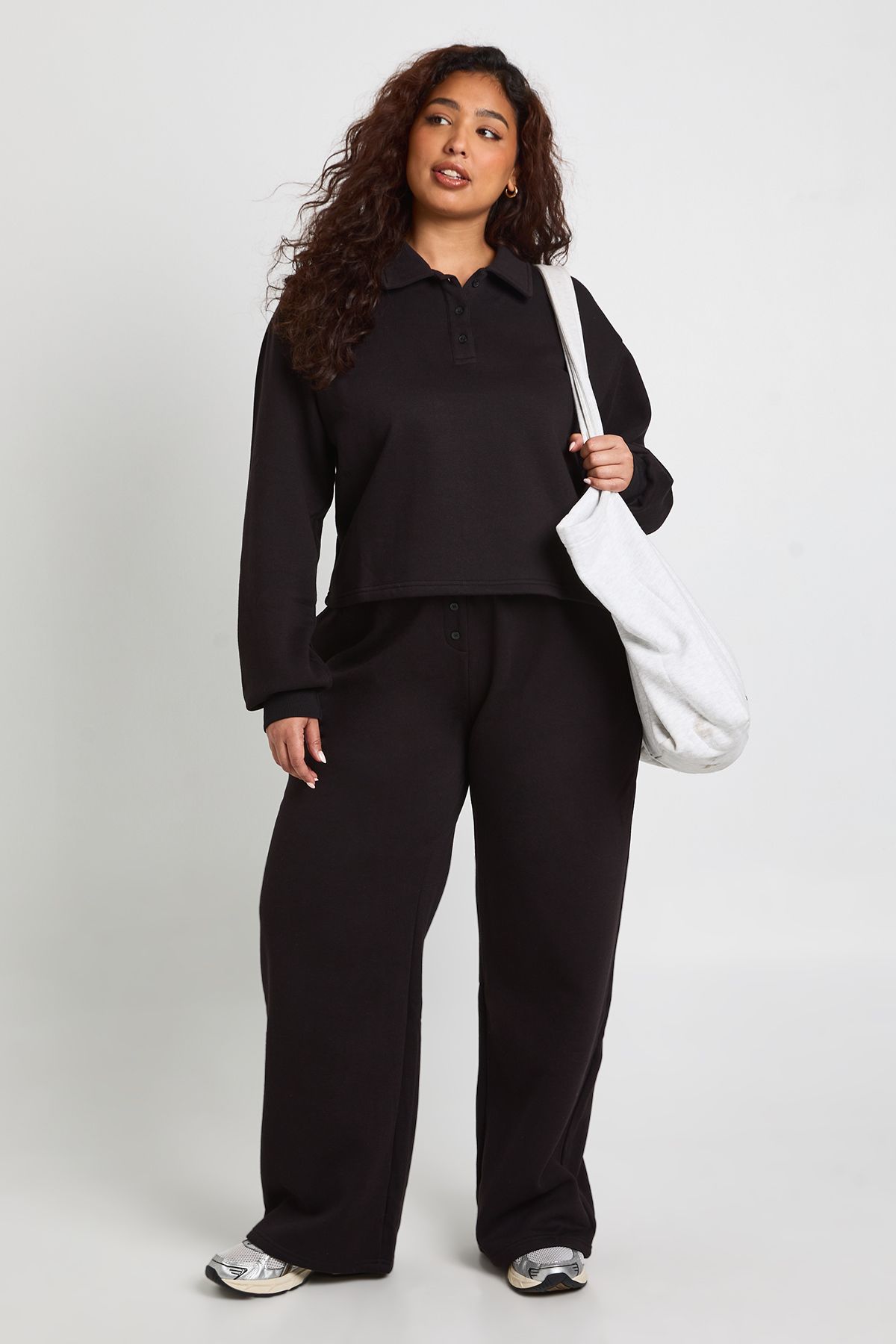 Plus Button Down Collared Sweatshirt - Image 2