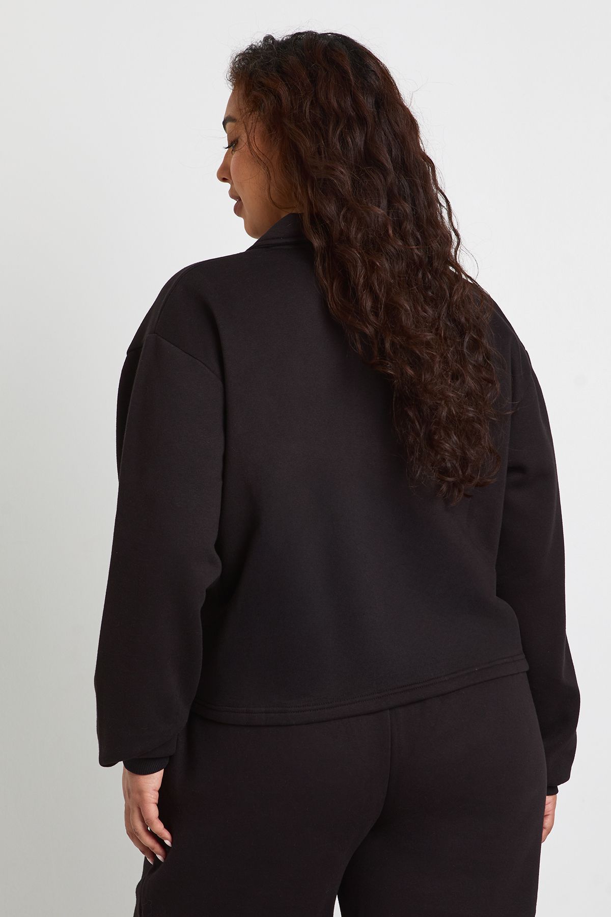 Plus Button Down Collared Sweatshirt - Image 3