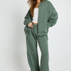 Bomber Jacket Wide Leg Jogger Tracksuit