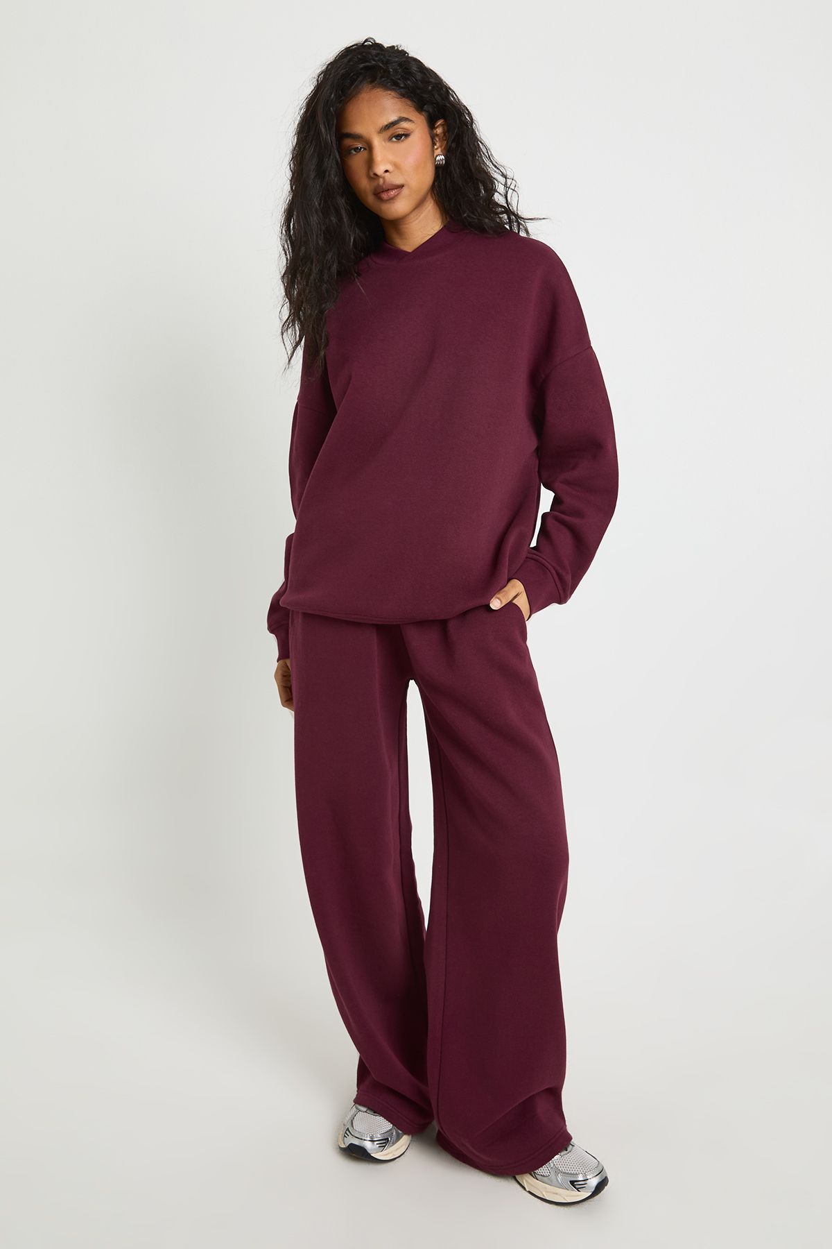 Neck Detail Sweatshirt Wide Leg Tracksuit Tracksuit