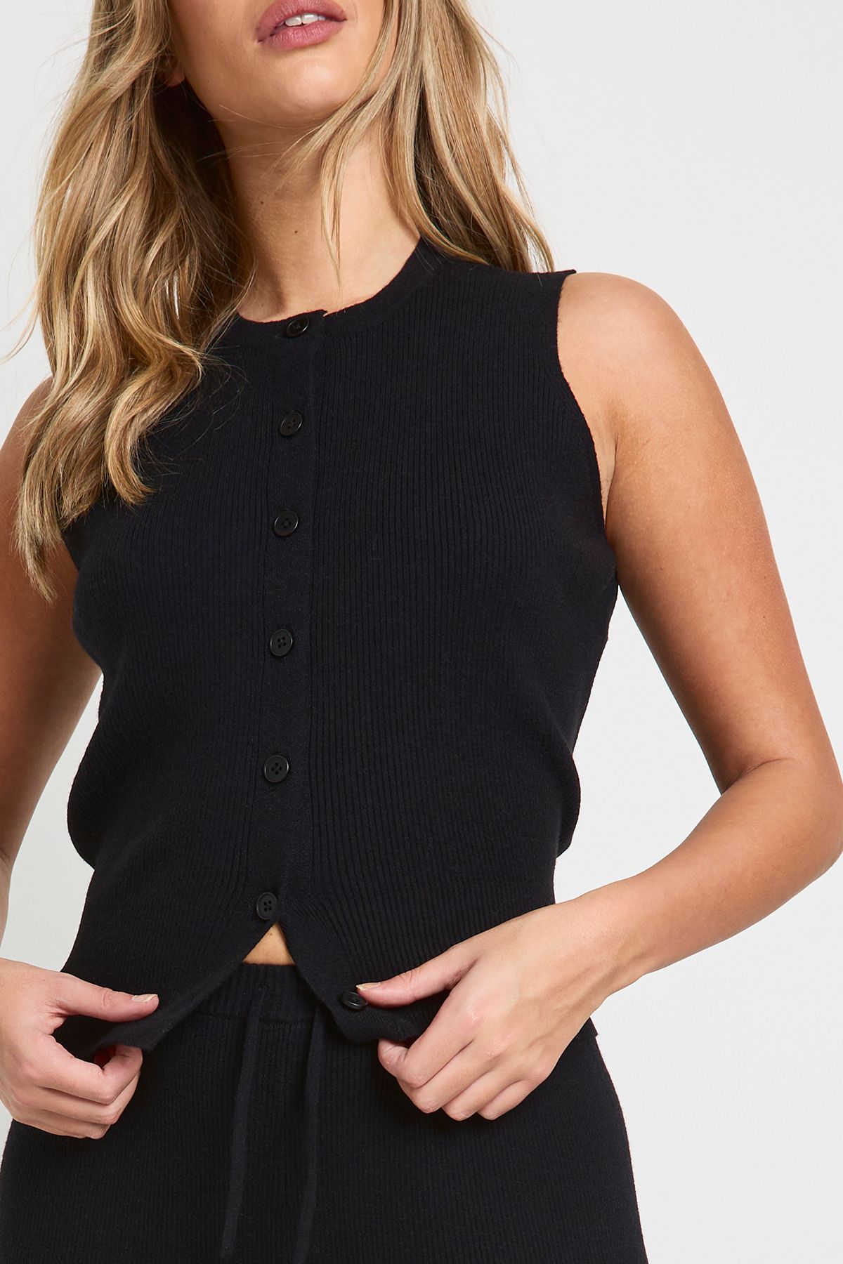Super Soft Rib Knitted Waistcoat and Wide Leg Trouser Co-Ord - Image 4