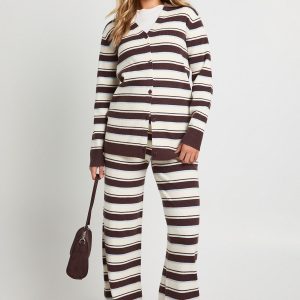 Super Soft Rib Knitted Boyfriend Cardigan and Wide Leg Trouser Co-Ord