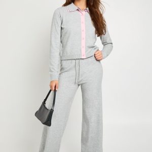 Double Layer Detail Cardigan and Wide Leg Trouser Co-Ord