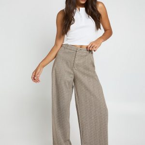 Herringbone Wide Leg Trouser
