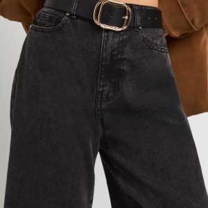 Faux Leather Double Buckle Detail Belt