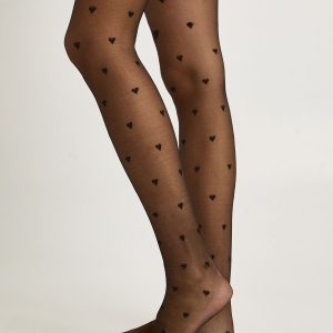 Mini Heart Print Sheer Tights