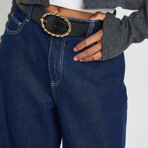 Braided Buckle Detail Croc Belt