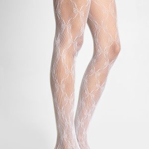 Bow Printed Fishnet Tights