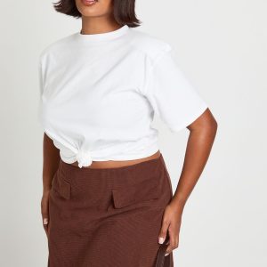 Plus Brushed Herringbone Check Skort
