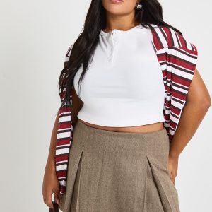 Plus Brushed Herringbone Skort