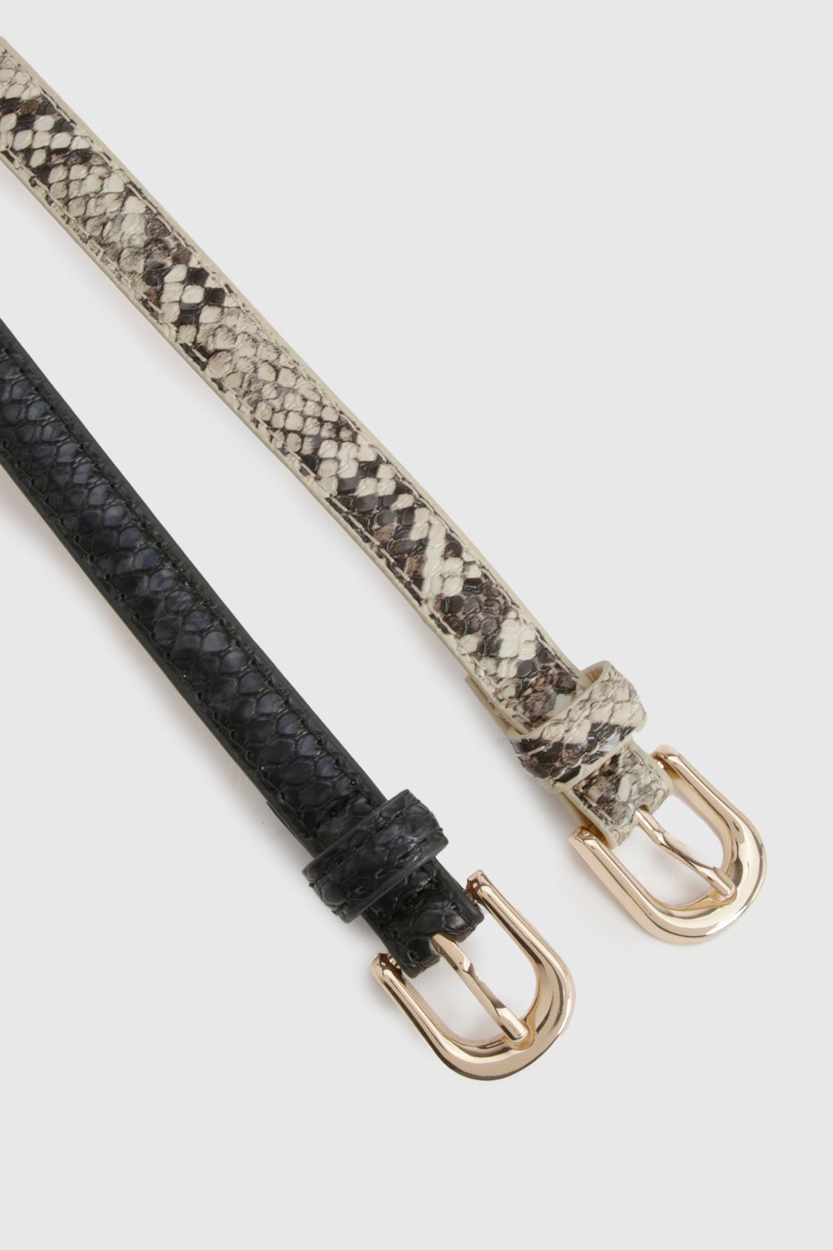 Snake Print 2 Pack Basic Skinny Belts - Image 3