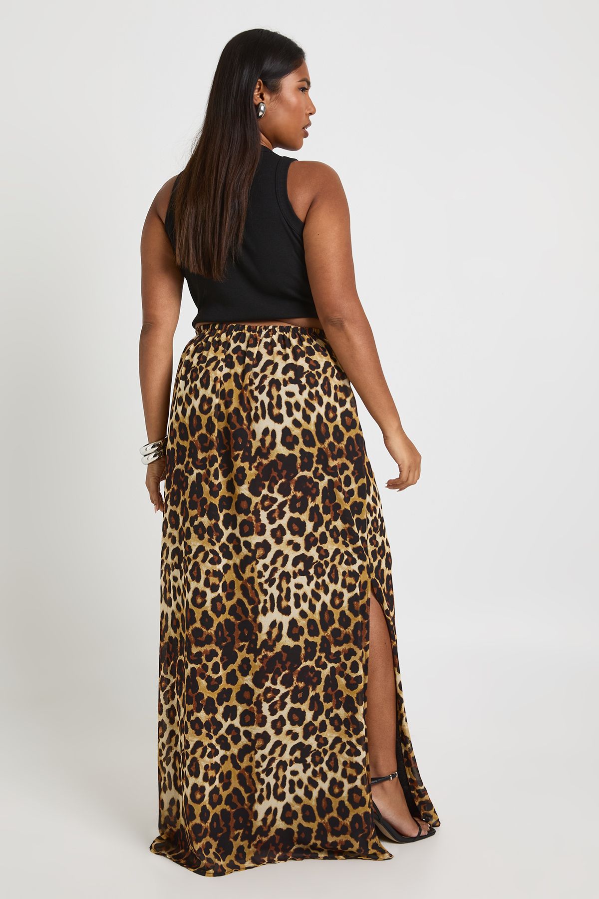 Plus Leopard Print Woven Maxi Skirt - Image 2