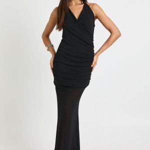 Halterneck Cowl Maxi Dress