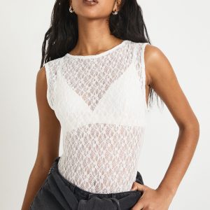 Lace Racer Neck Bodysuit