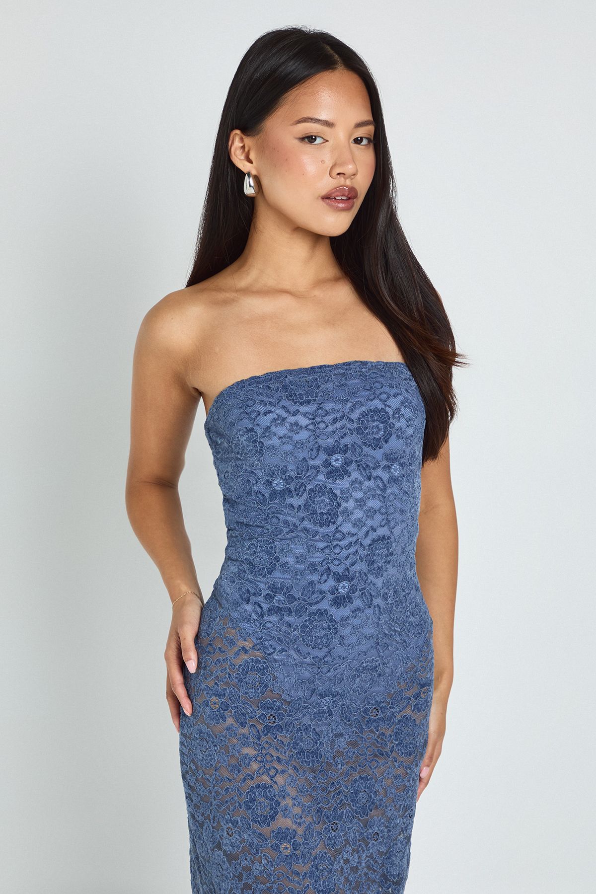 Petite Velvet Lace Bandeau Maxi Dress - Image 3