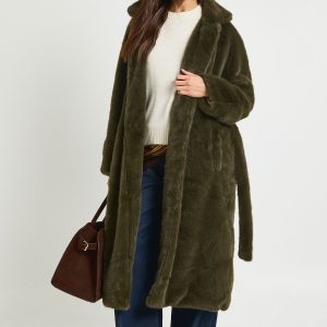 Longline Belted Faux Fur Jacket