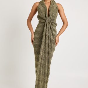 Glitter Halterneck Maxi Dress