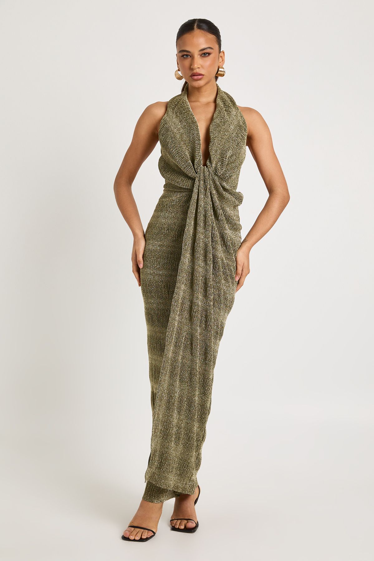 Glitter Halterneck Maxi Dress