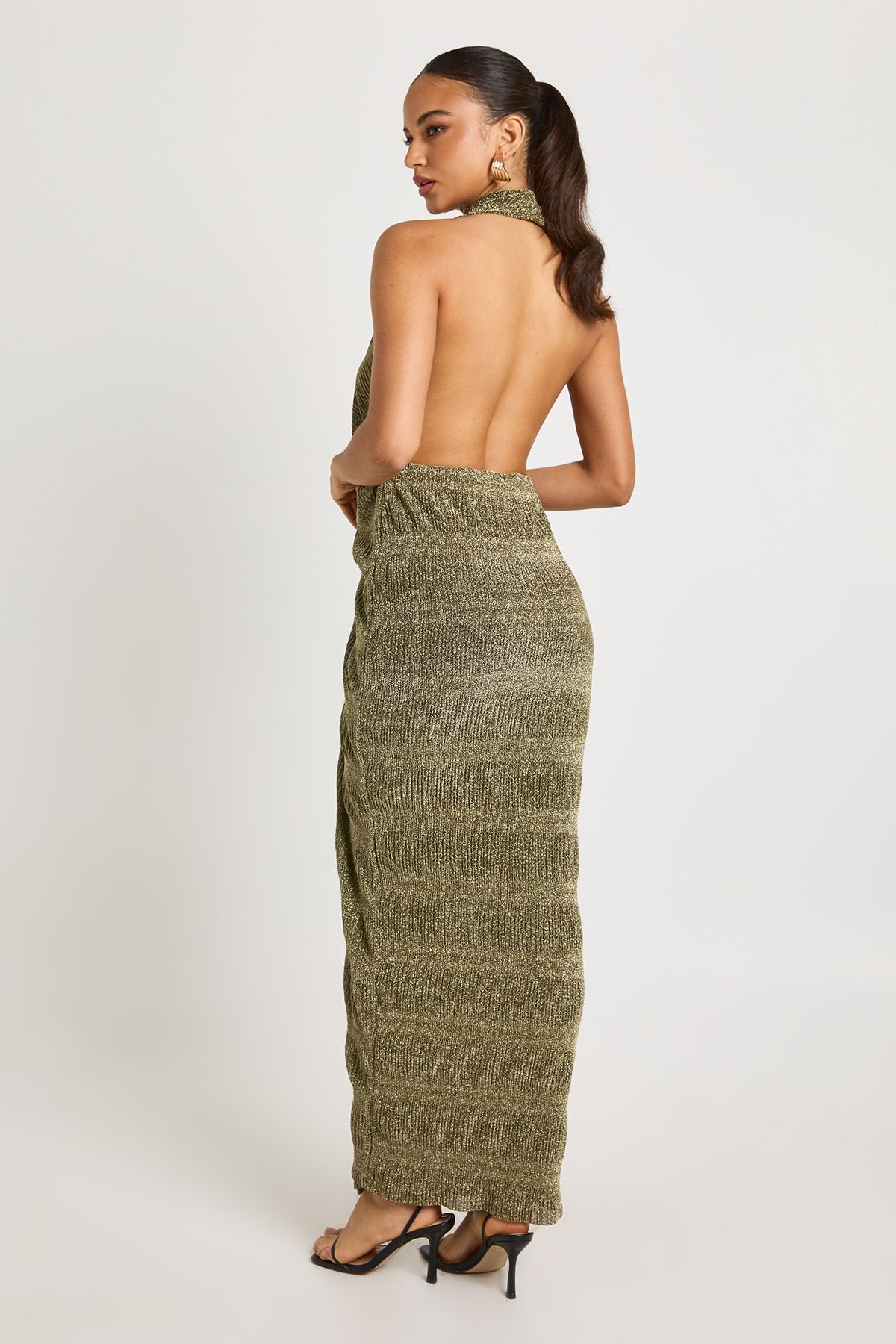 Glitter Halterneck Maxi Dress - Image 2