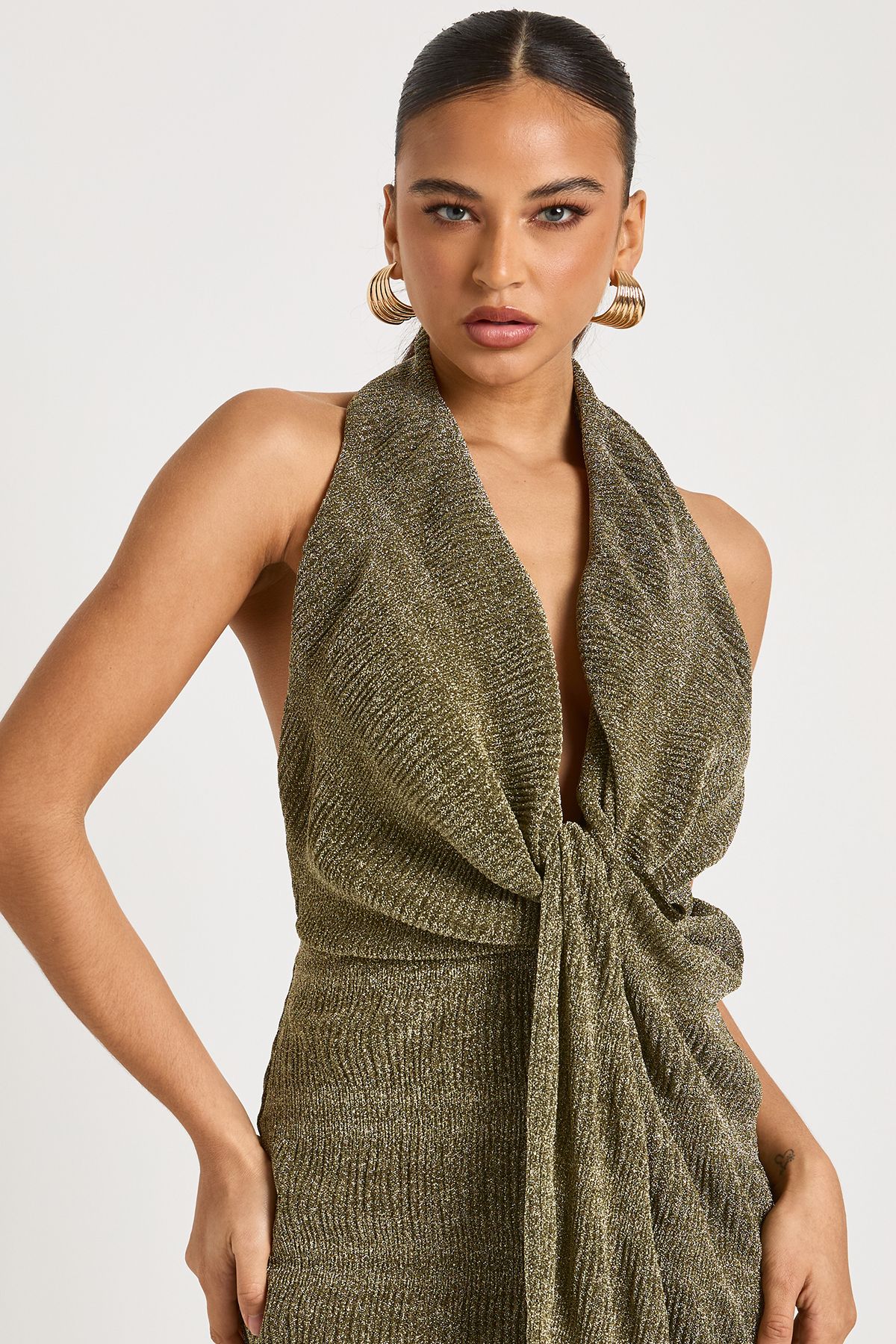 Glitter Halterneck Maxi Dress - Image 4