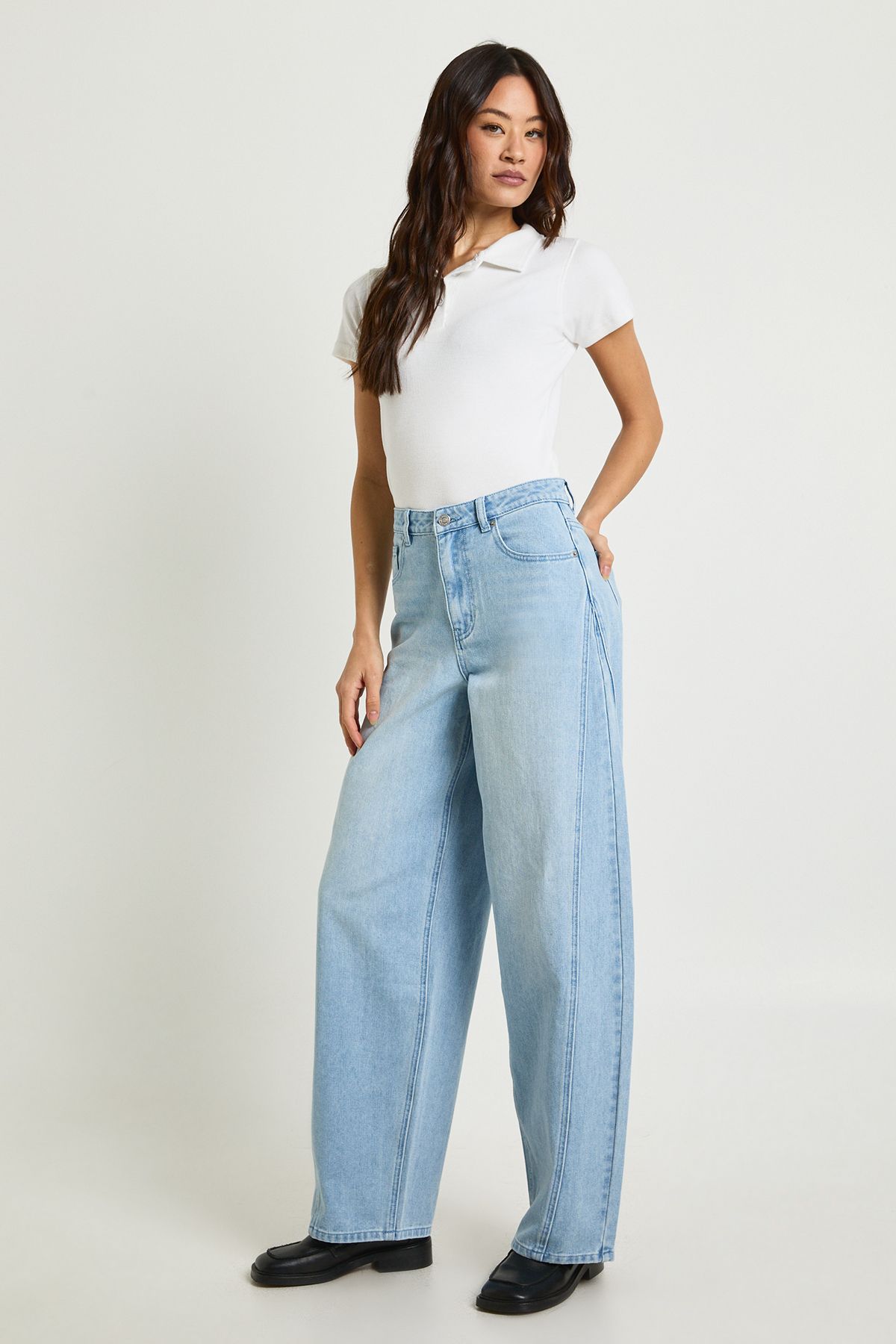 Tall Mid Waist Twisted Seam Barrel Leg Jean - Image 3