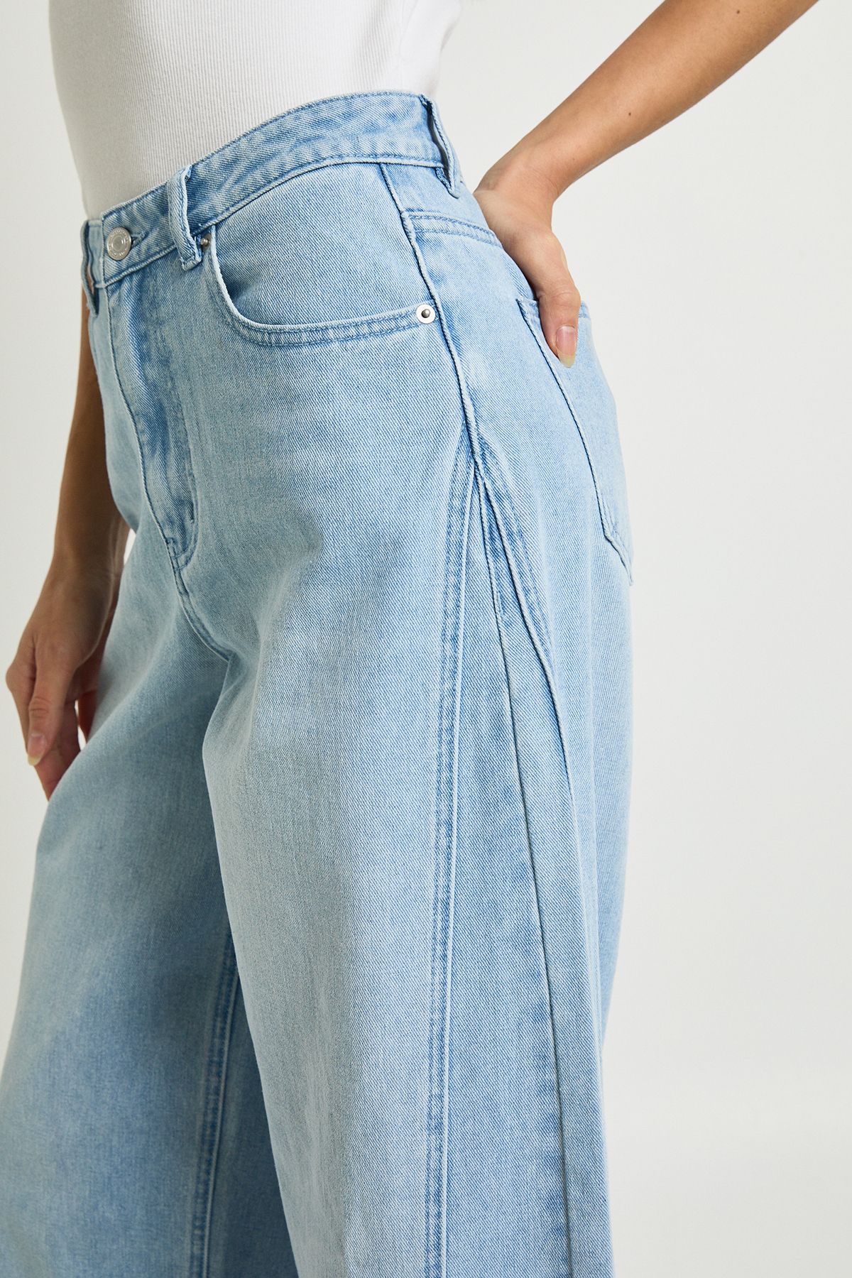 Tall Mid Waist Twisted Seam Barrel Leg Jean - Image 4