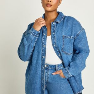 Plus Oversized Denim Shirt