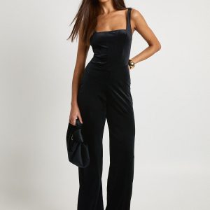 Velvet Square Neck Wide Leg Jumpsuit