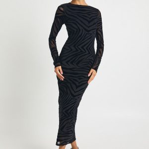 Zebra Devore Midaxi Dress