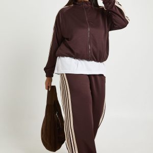 Plus Tricot Side Stripe Wide Leg Jogger