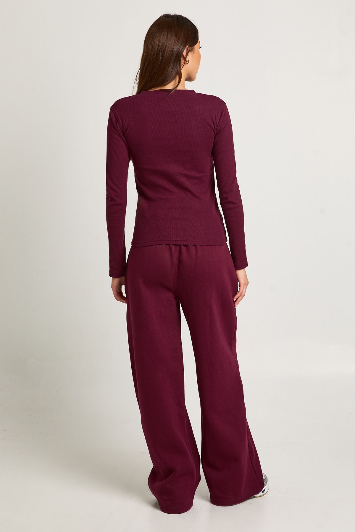 Rib Button Through Long Sleeve Top Tracksuit - Image 2