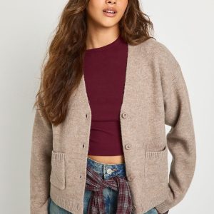 Chunky Knit Pocket Detail Oversized Boyfriend Cardigan