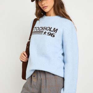 Stockholm Print Oversized Knitted Jumper