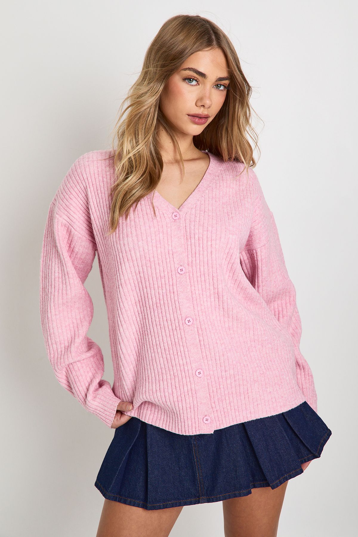 Oversized Chunky Rib Knit Boyfriend Cardigan