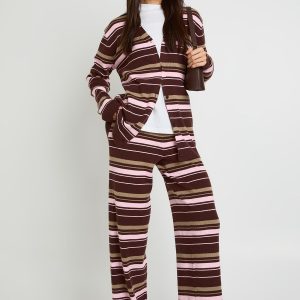 Tall Super Soft Rib Knitted Boyfriend Cardigan and Wide Leg Trouser Co-Ord