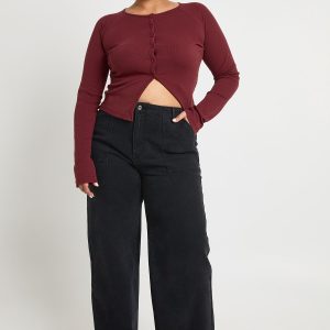 Plus Elasticated  Pocket DetailWide Leg Jean