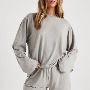 Modal Oversized Long Sleeve Top & Shorts Pyjama Set