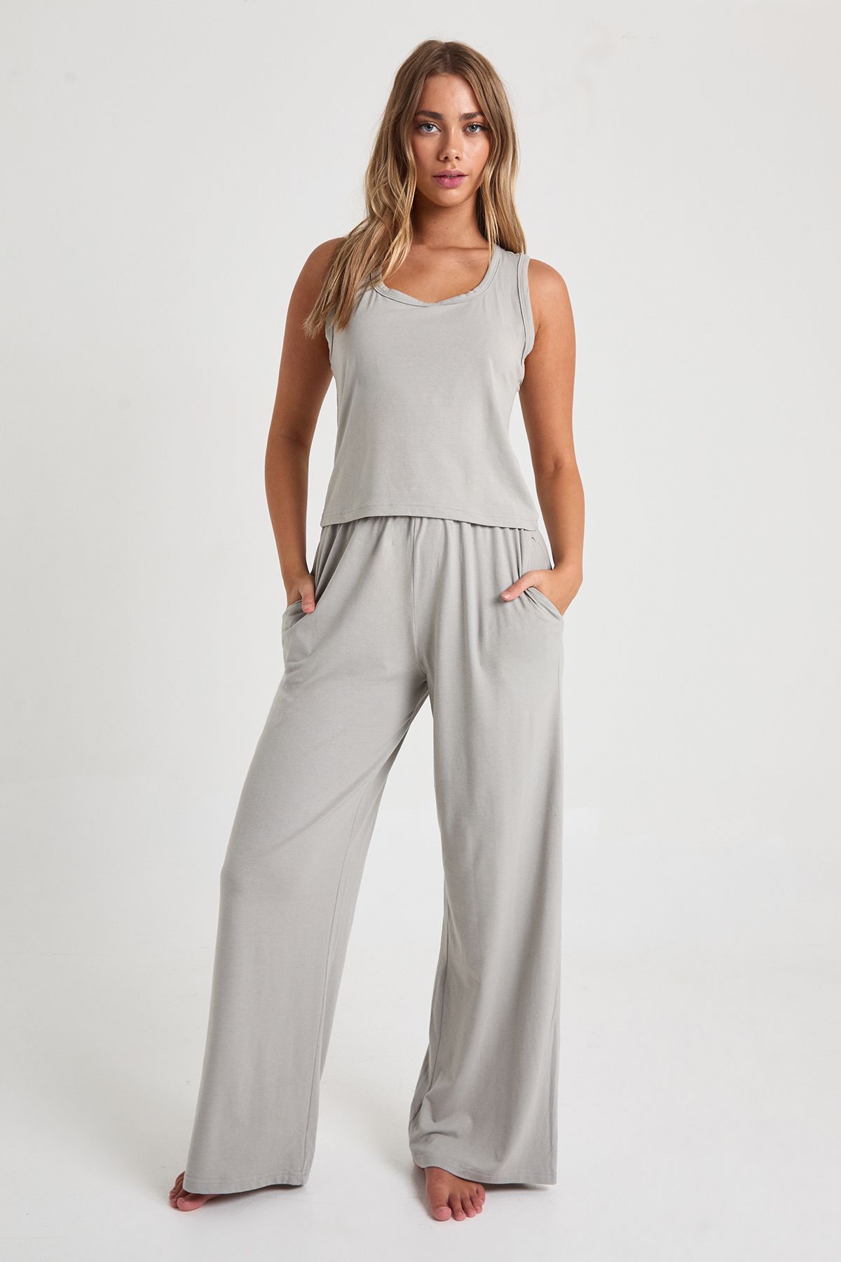 Modal Vest & Wide Leg Trousers Pyjama Set