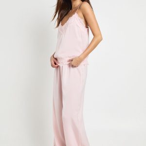 Eyelash Lace Trim Cami & Trouser Pyjama Set