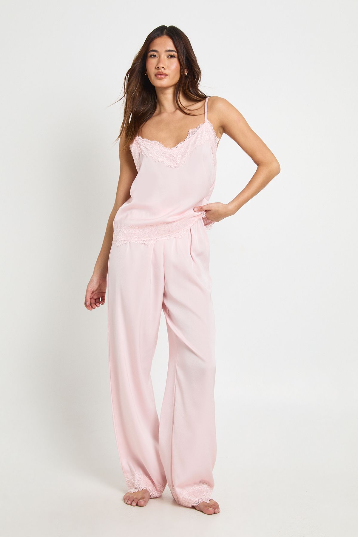 Eyelash Lace Trim Cami & Trouser Pyjama Set - Image 3