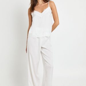 Eyelash Lace Trim Cami & Trouser Pyjama Set