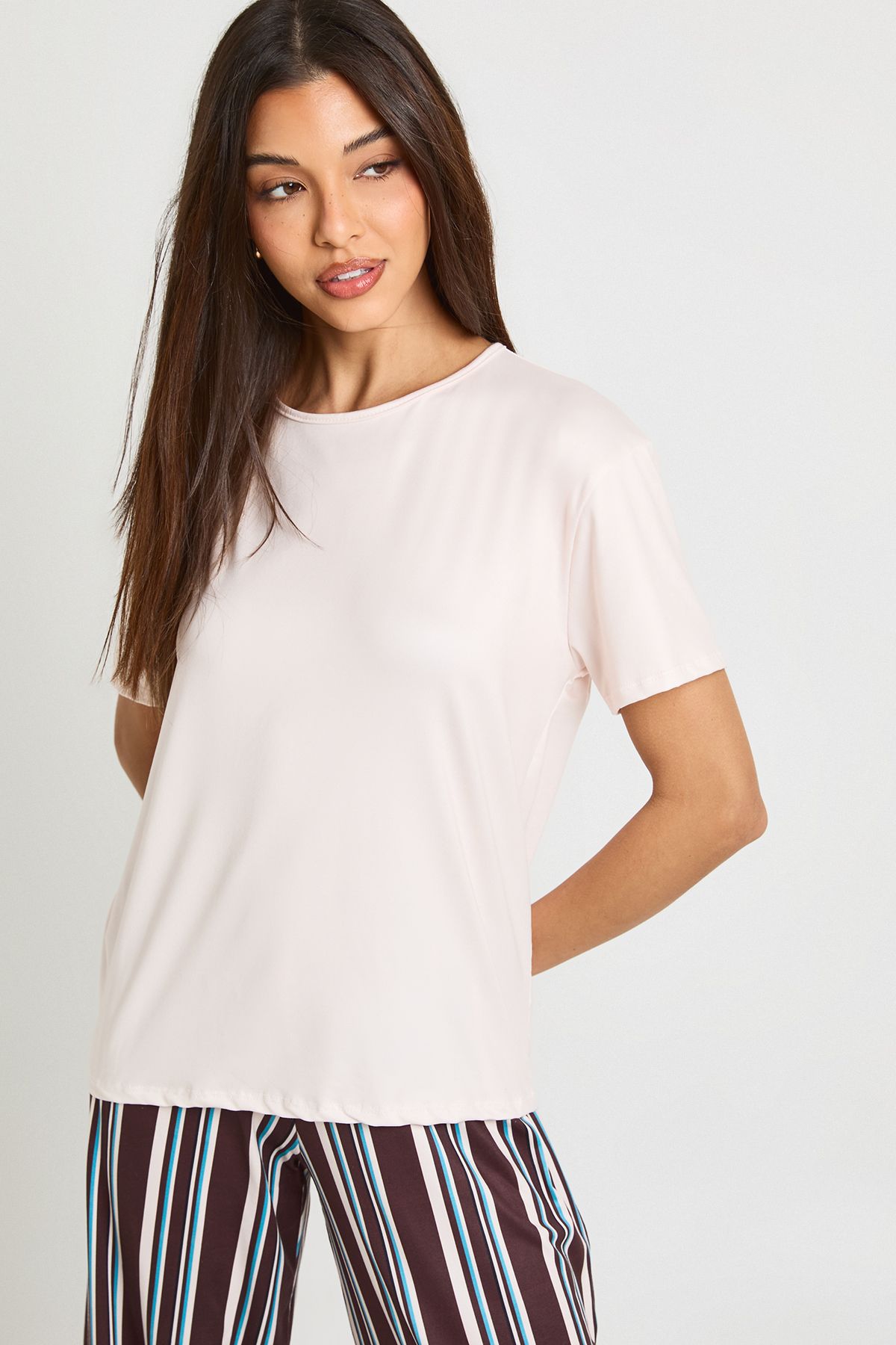 Stripe Oversized T-Shirt & Trousers Pyjama Set - Image 3