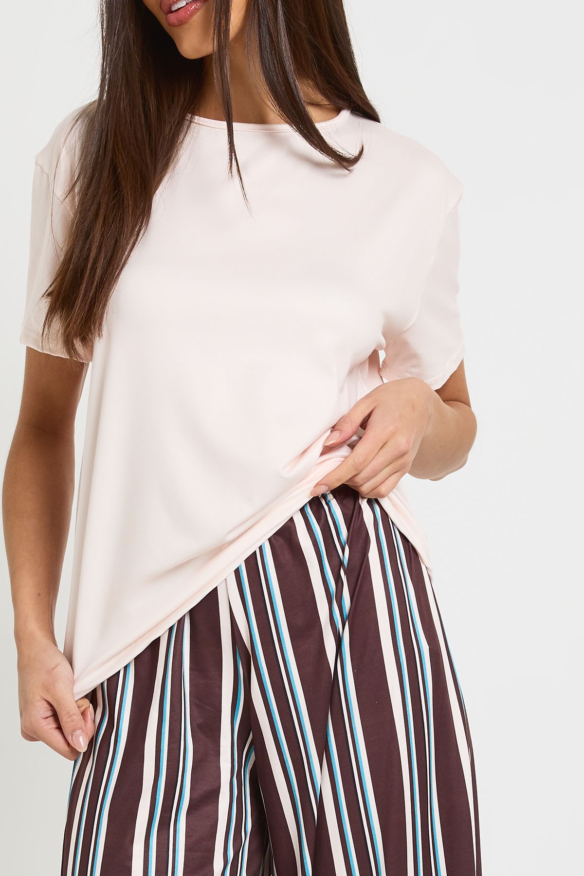 Stripe Oversized T-Shirt & Trousers Pyjama Set - Image 4
