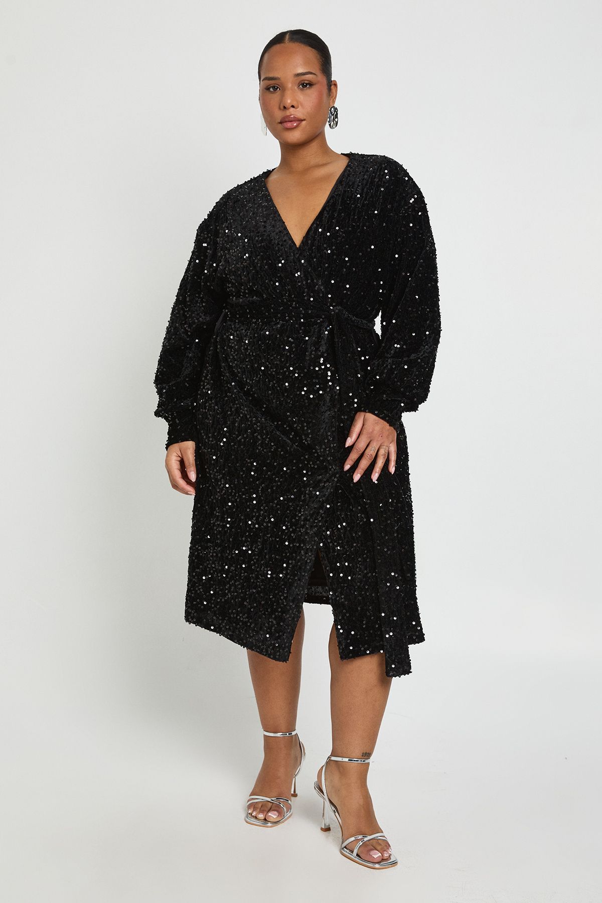 Plus V Neck Wrap Dress