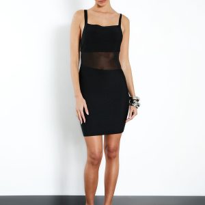 Bandage Mesh Insert Mini Dress
