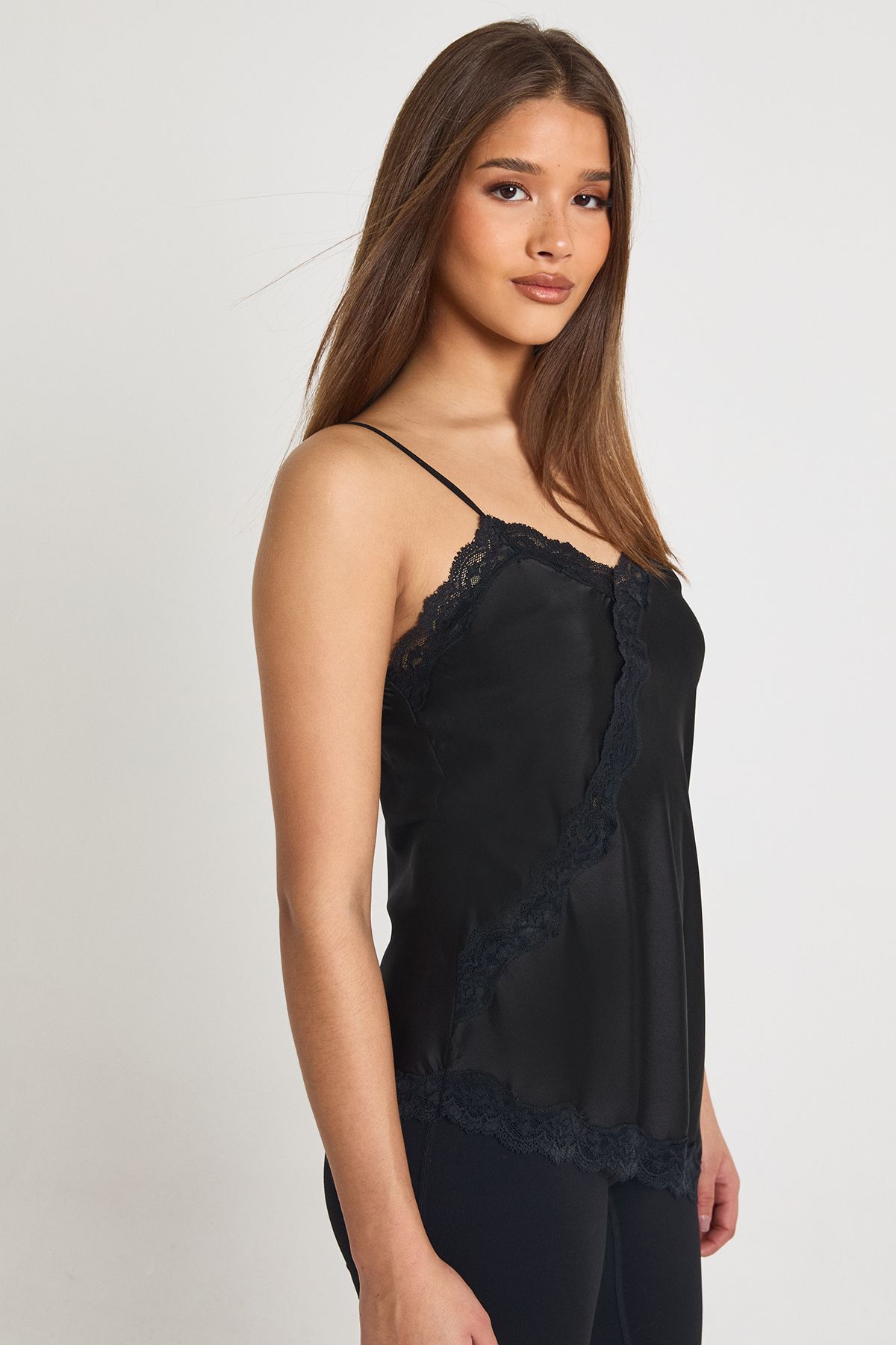 Satin Lace Mix Asymmetric Cami - Image 3
