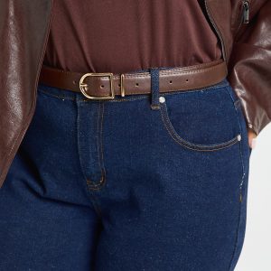 Plus Fuax Leather Gold Trim Belt