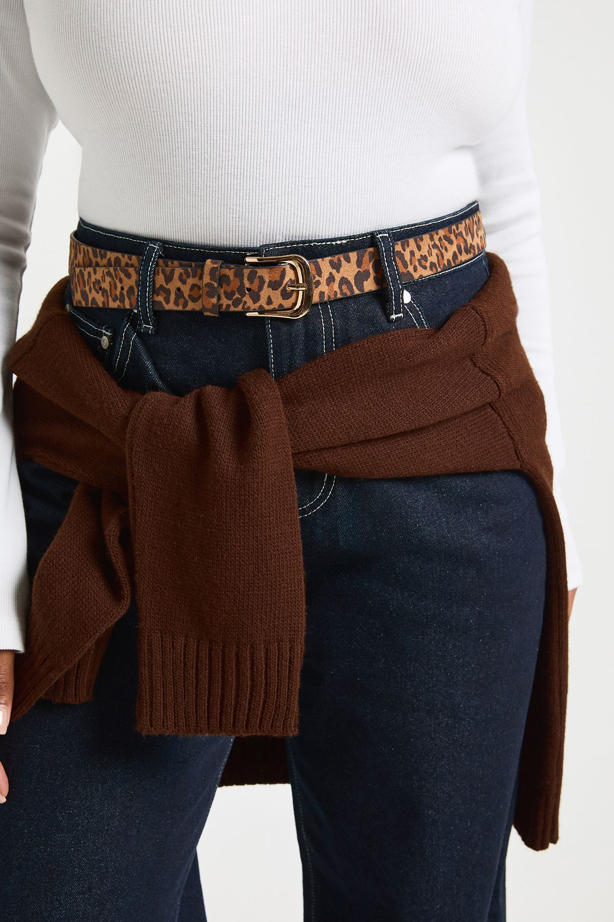 Plus Leopard Print Gold Buckle Belt