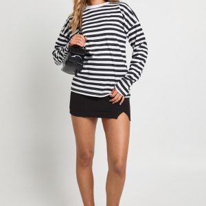 Oversized Long Sleeve Striped T-Shirt