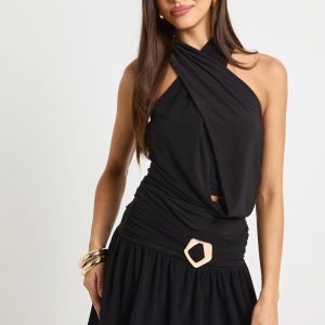 Slinky Trim Detail Frill Hem Skort